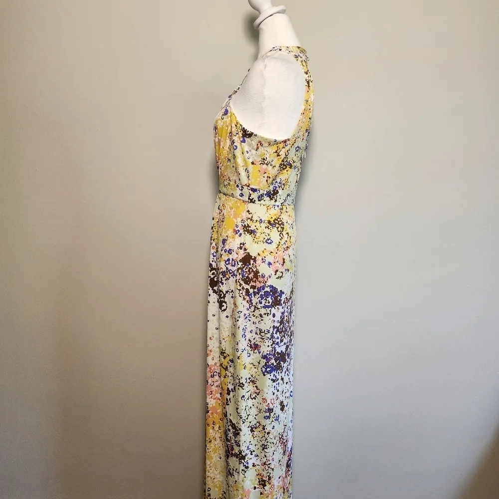 GUESS Multicolor Yellow Summer Halter Keyhole Neck Maxi Dress 6 - Picture 6 of 12